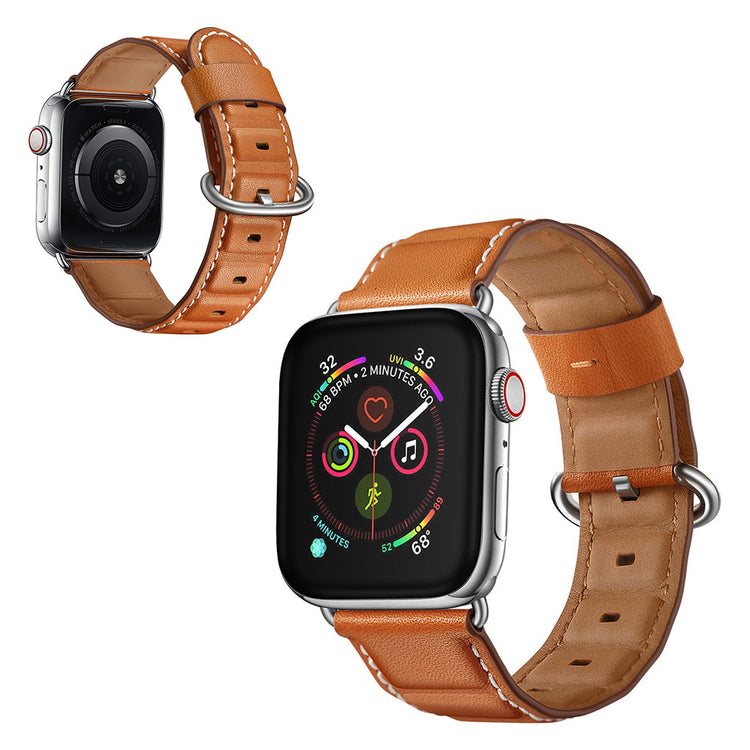 Apple Watch Series 5 44mm / Apple Watch 44mm Ægte læder Rem - Brun#serie_3