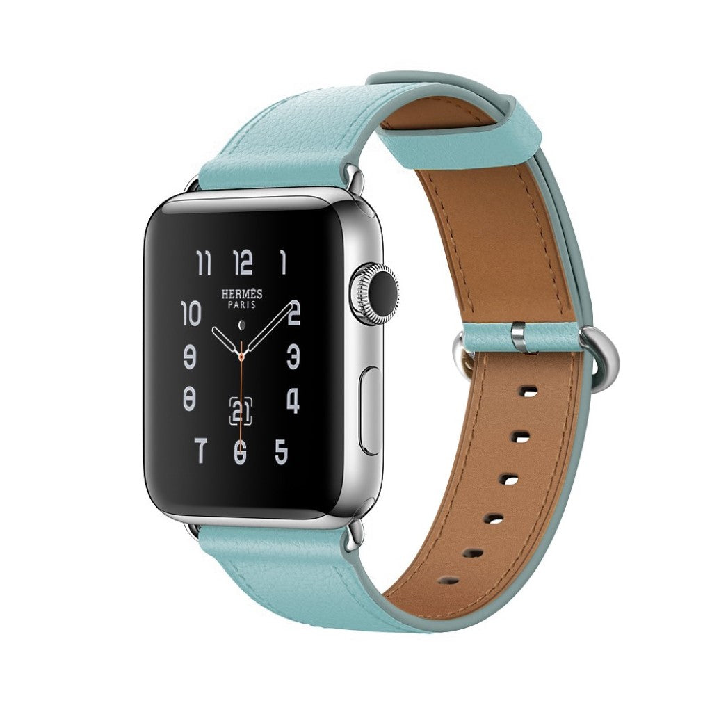 Apple Watch Series 5 44mm / Apple Watch 44mm Ægte læder Rem - Blå#serie_3