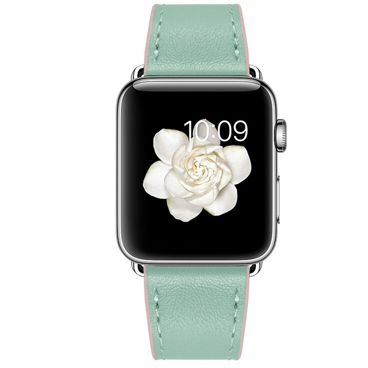 Apple Watch Series 5 44mm / Apple Watch 44mm Ægte læder Rem - Grøn#serie_1