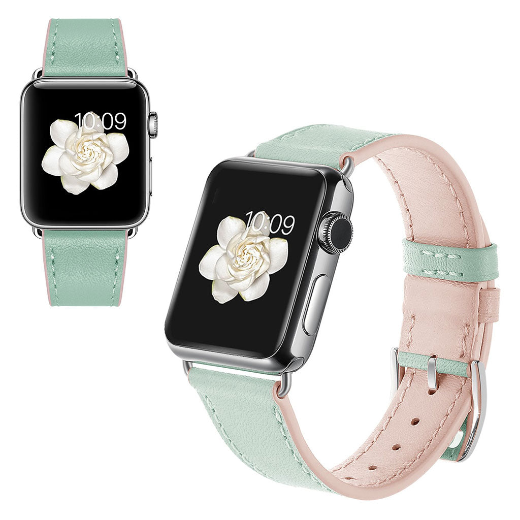 Apple Watch Series 5 44mm / Apple Watch 44mm Ægte læder Rem - Grøn#serie_1