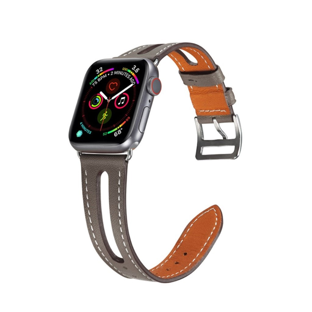 Apple Watch Series 5 44mm / Apple Watch 44mm Ægte læder Rem - Brun#serie_3