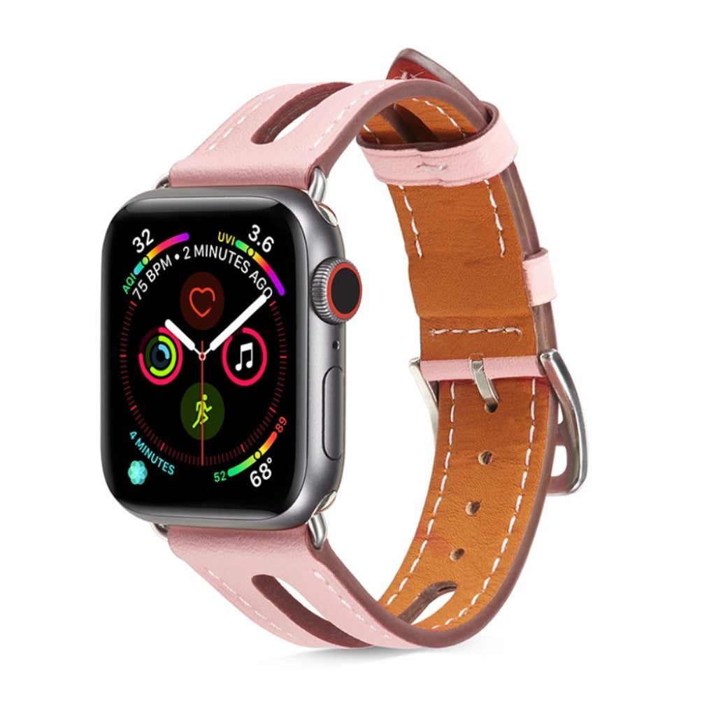 Apple Watch Series 5 44mm / Apple Watch 44mm Ægte læder Rem - Pink#serie_4