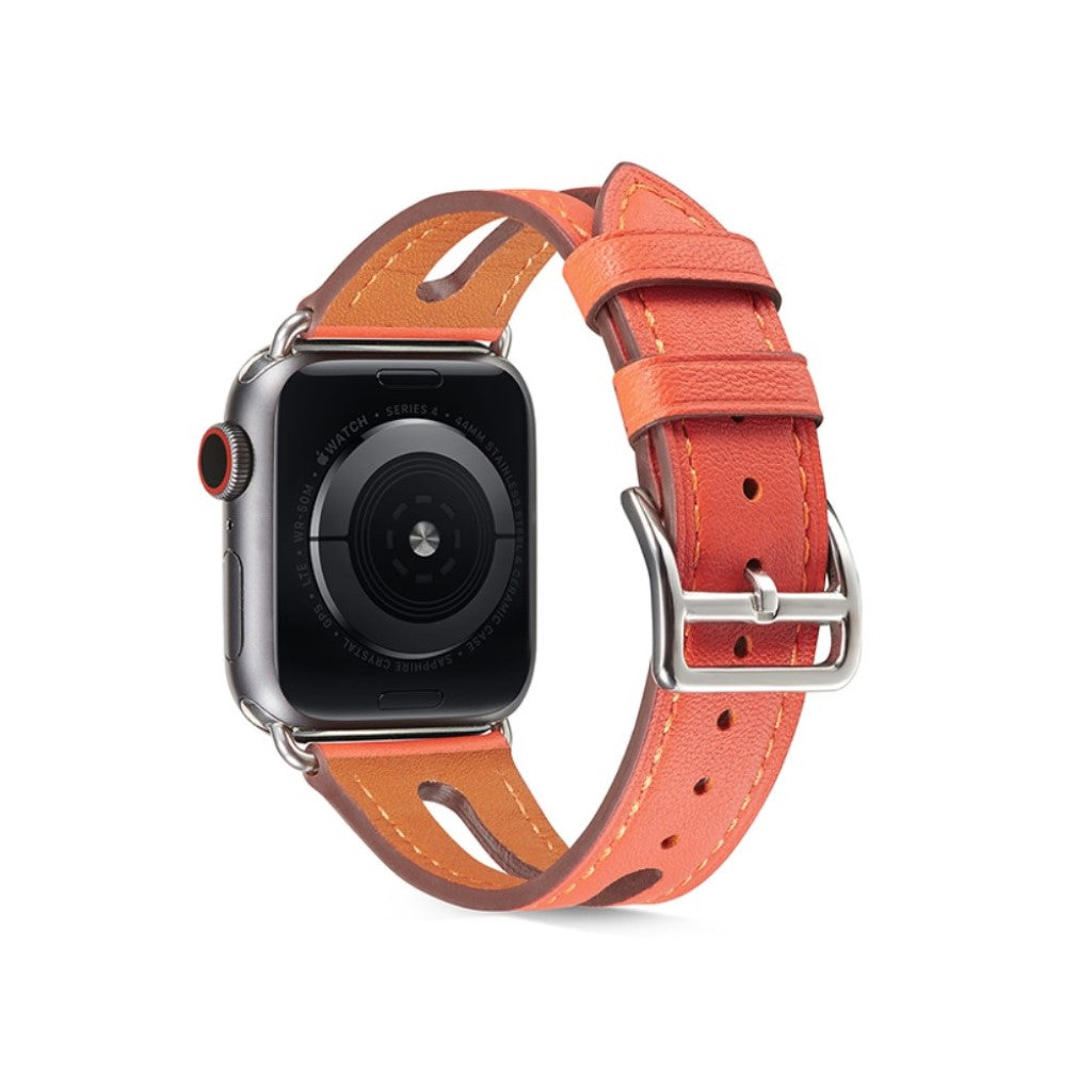 Apple Watch Series 5 44mm / Apple Watch 44mm Ægte læder Rem - Orange#serie_5