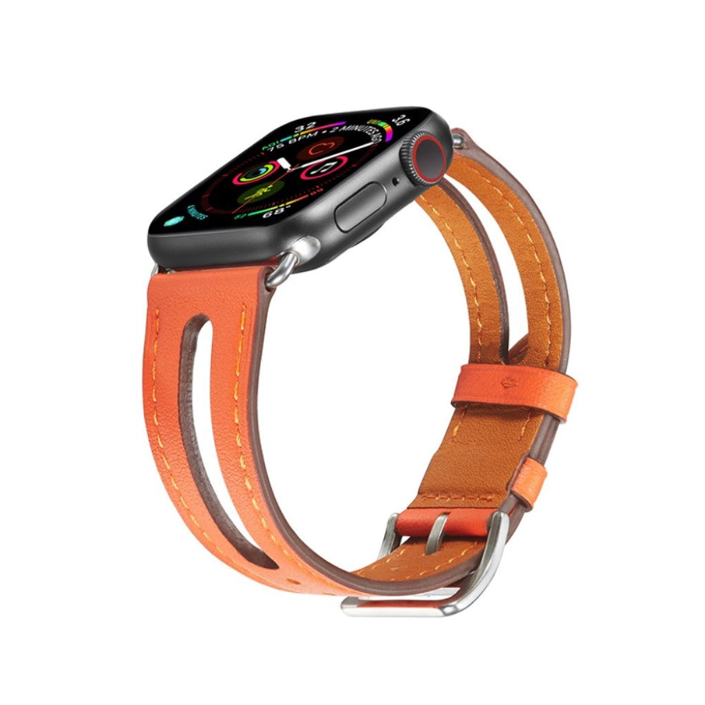 Apple Watch Series 5 44mm / Apple Watch 44mm Ægte læder Rem - Orange#serie_5