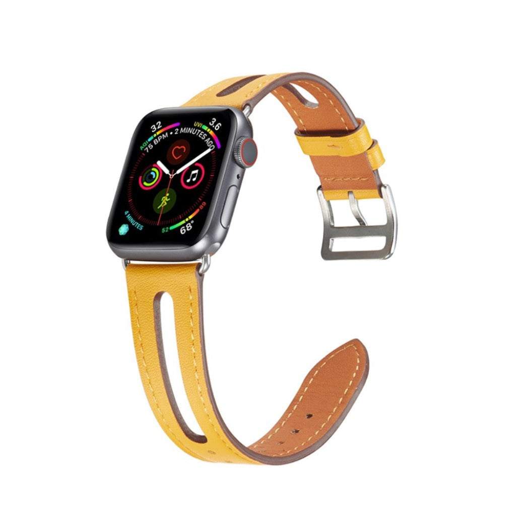 Apple Watch Series 5 44mm / Apple Watch 44mm Ægte læder Rem - Gul#serie_6