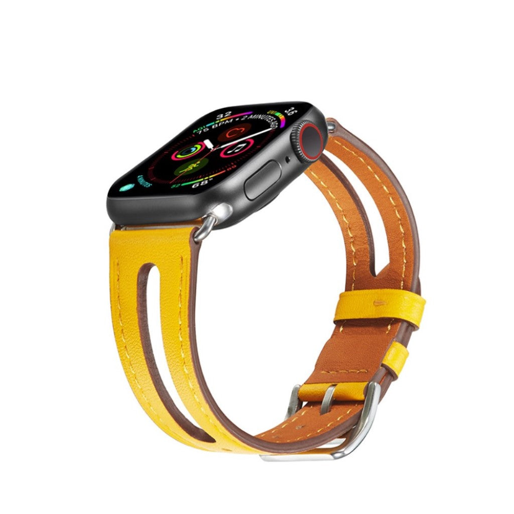 Apple Watch Series 5 44mm / Apple Watch 44mm Ægte læder Rem - Gul#serie_6