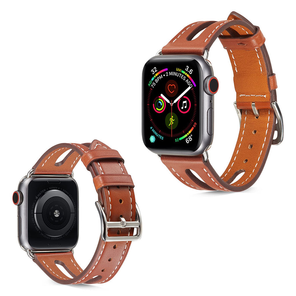 Apple Watch Series 5 44mm / Apple Watch 44mm Ægte læder Rem - Brun#serie_7