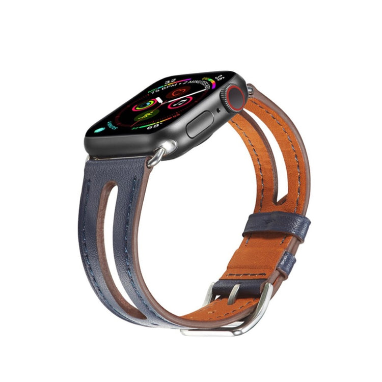 Apple Watch Series 5 44mm / Apple Watch 44mm Ægte læder Rem - Blå#serie_8