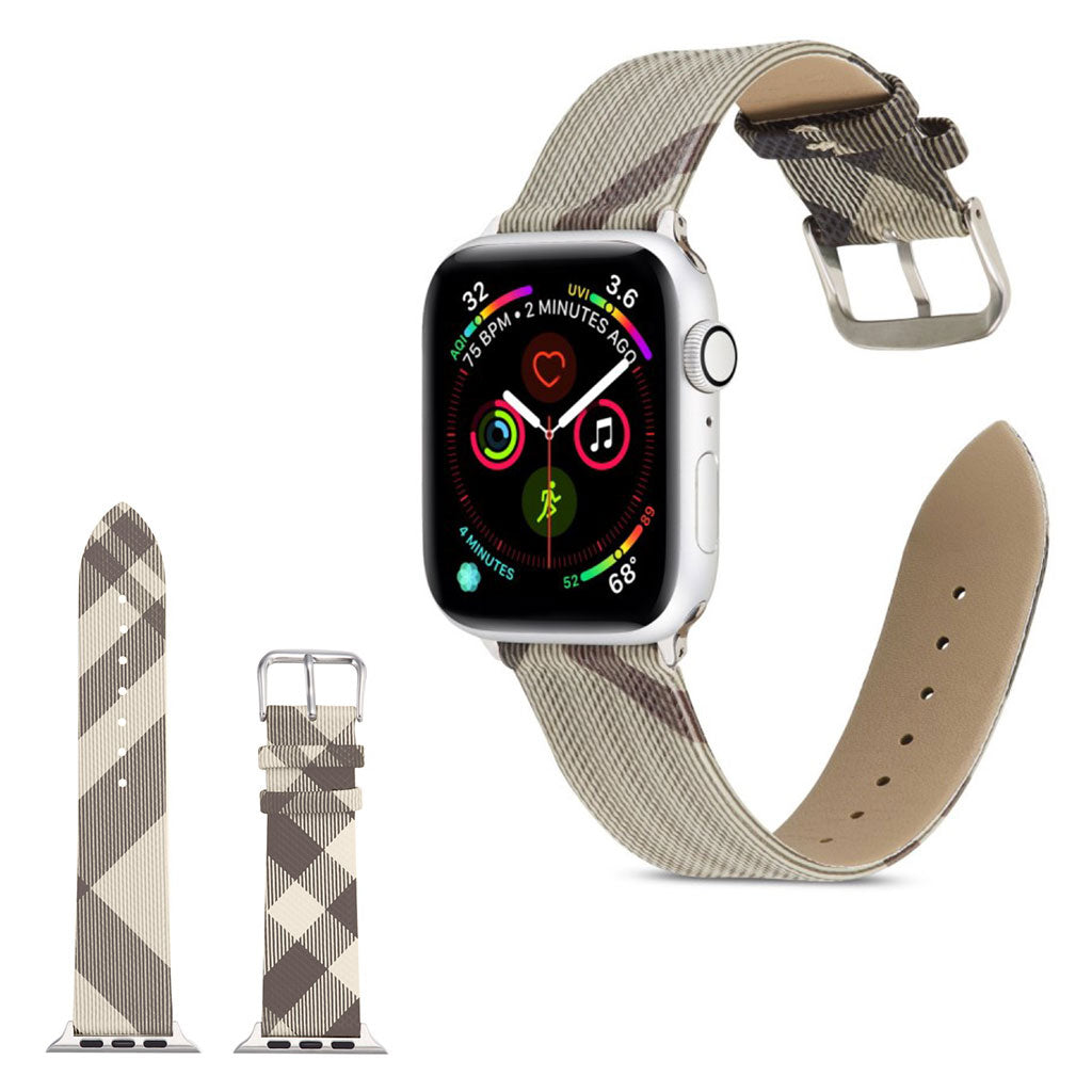 Apple Watch Series 5 44mm / Apple Watch 44mm Ægte læder Rem - Sølv#serie_4