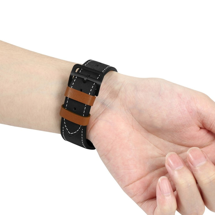 Apple Watch Series 5 44mm / Apple Watch 44mm Ægte læder Rem - Sort#serie_2