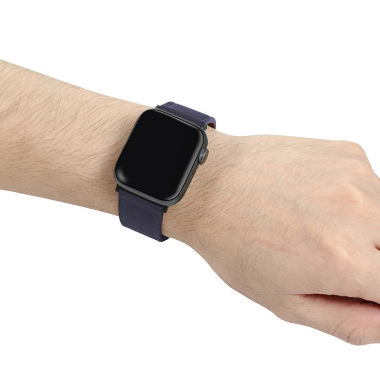 Apple Watch Series 5 44mm / Apple Watch 44mm Ægte læder Rem - Blå#serie_3