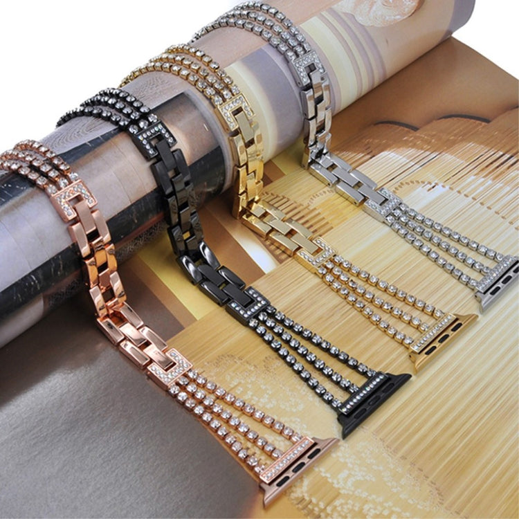 Apple Watch Series 5 44mm / Apple Watch 44mm Metal og Rhinsten Rem - Sort#serie_1