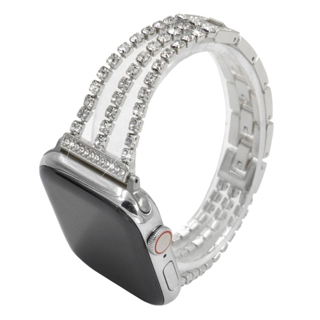 Apple Watch Series 5 44mm / Apple Watch 44mm Metal og Rhinsten Rem - Sølv#serie_2