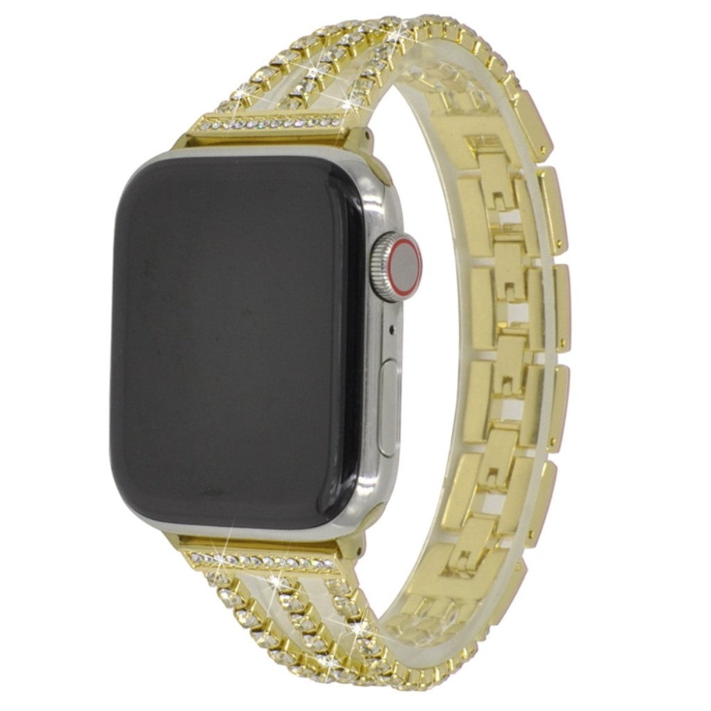 Apple Watch Series 5 44mm / Apple Watch 44mm Metal og Rhinsten Rem - Guld#serie_4