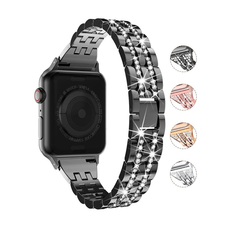 Apple Watch Series 5 44mm / Apple Watch 44mm Metal og Rhinsten Rem - Sort#serie_1