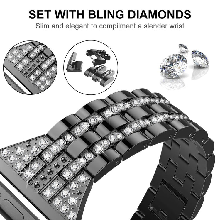 Apple Watch Series 5 44mm / Apple Watch 44mm Metal og Rhinsten Rem - Sort#serie_1