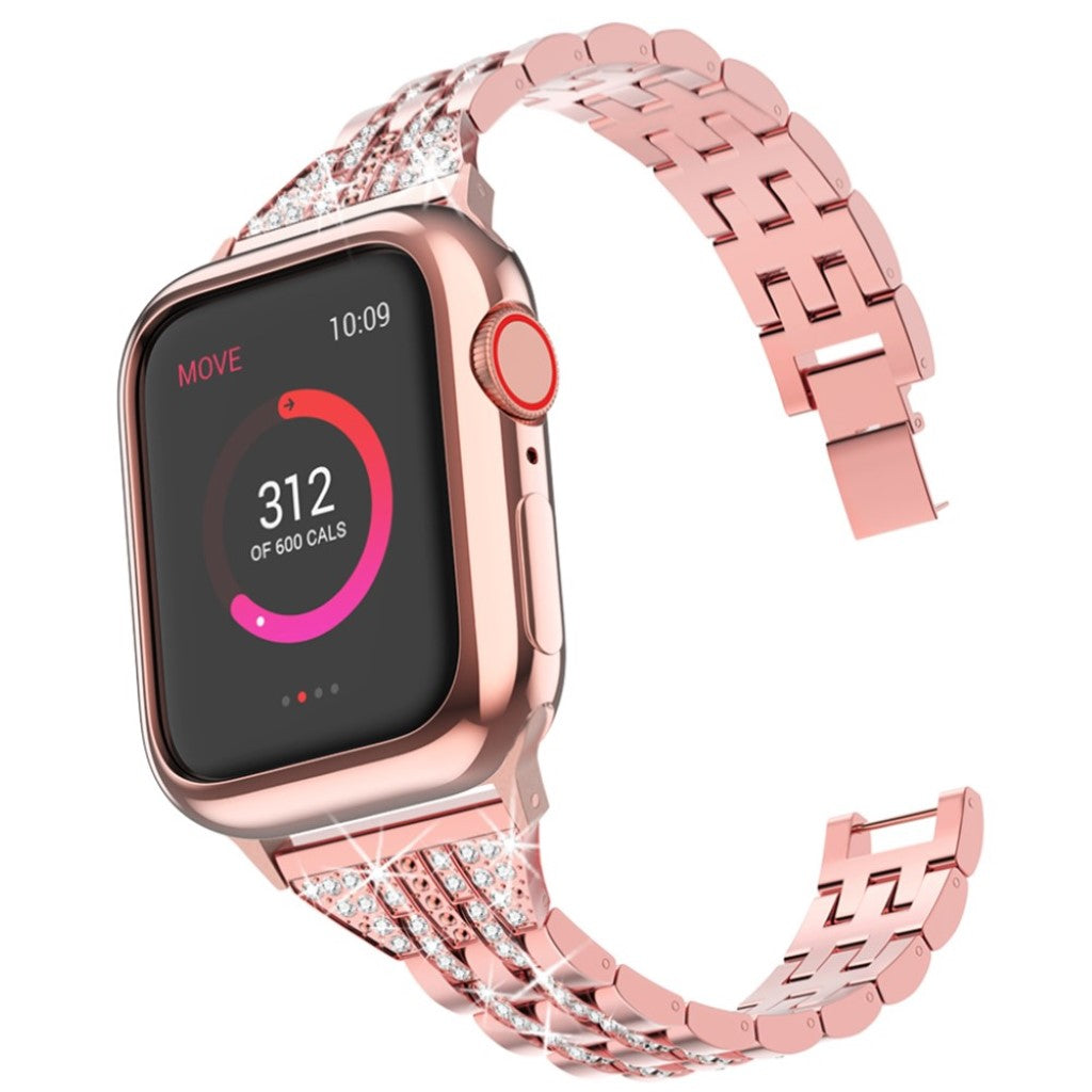 Apple Watch Series 5 44mm / Apple Watch 44mm Metal og Rhinsten Rem - Pink#serie_2
