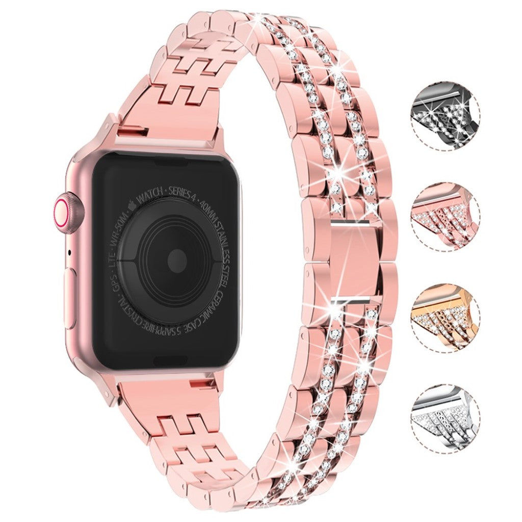 Apple Watch Series 5 44mm / Apple Watch 44mm Metal og Rhinsten Rem - Pink#serie_2