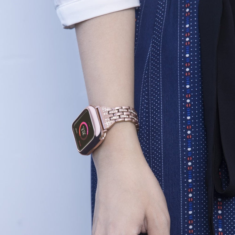 Apple Watch Series 5 44mm / Apple Watch 44mm Metal og Rhinsten Rem - Pink#serie_2