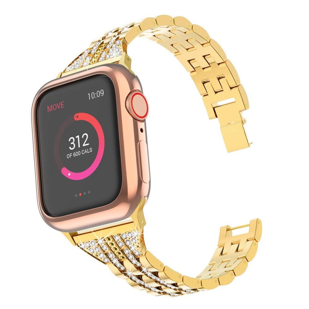 Apple Watch Series 5 44mm / Apple Watch 44mm Metal og Rhinsten Rem - Guld#serie_3