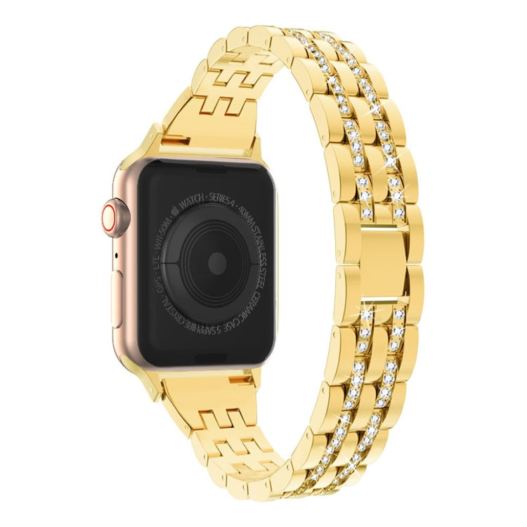 Apple Watch Series 5 44mm / Apple Watch 44mm Metal og Rhinsten Rem - Guld#serie_3