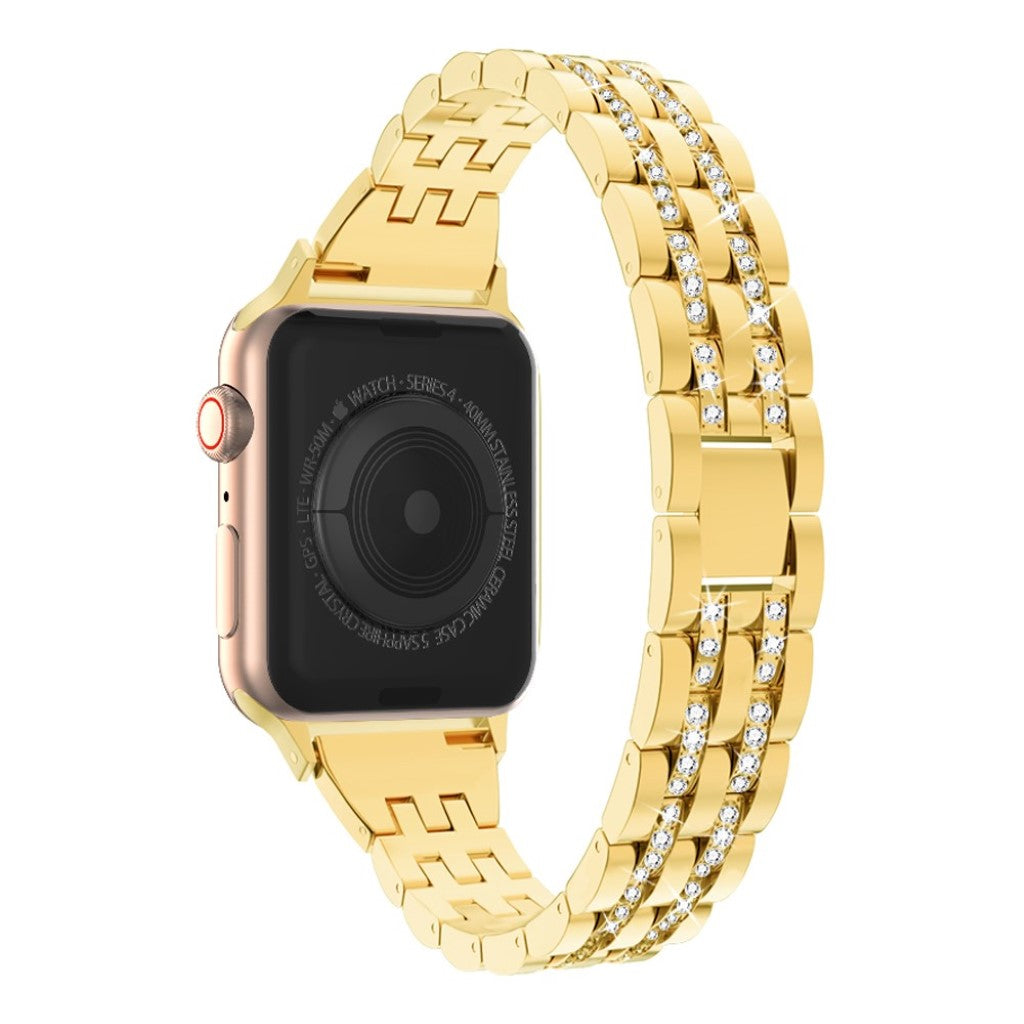 Apple Watch Series 5 44mm / Apple Watch 44mm Metal og Rhinsten Rem - Guld#serie_3