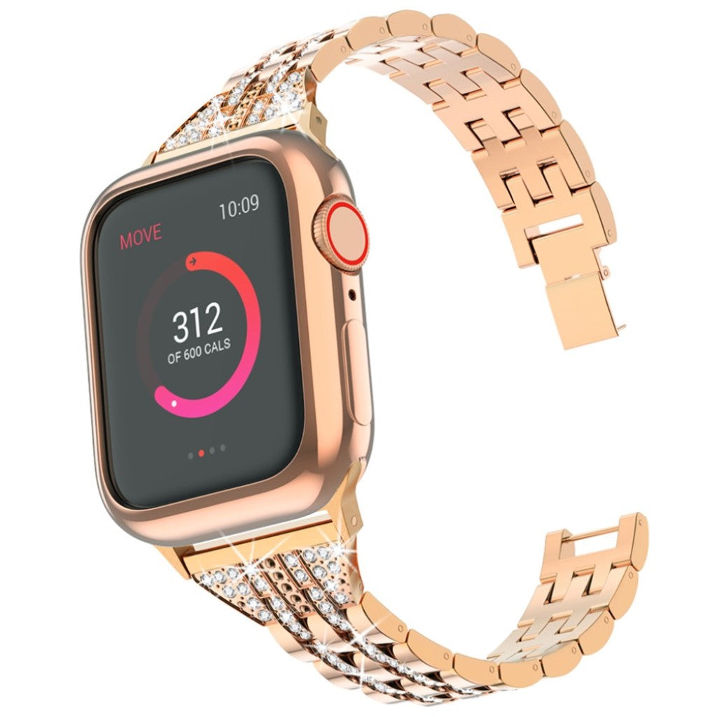 Apple Watch Series 5 44mm / Apple Watch 44mm Metal og Rhinsten Rem - Guld#serie_4