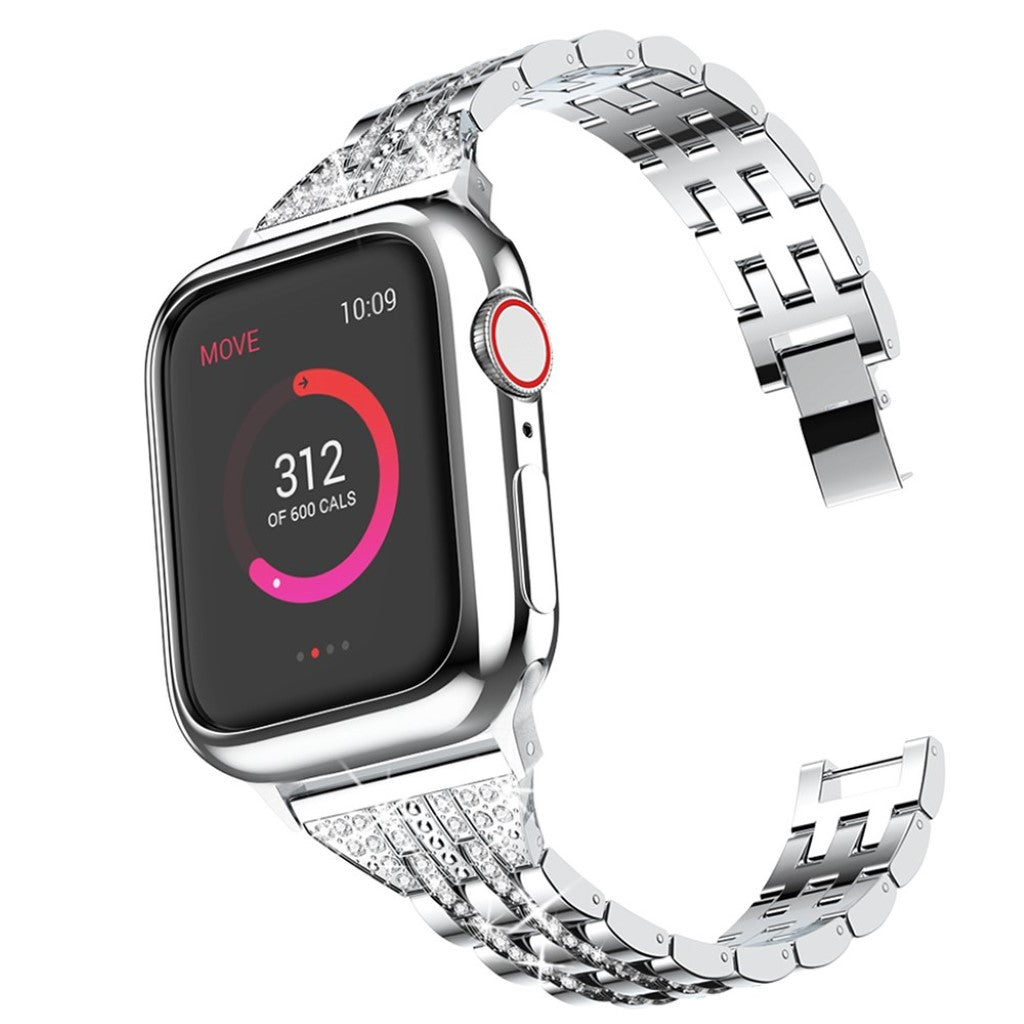 Apple Watch Series 5 44mm / Apple Watch 44mm Metal og Rhinsten Rem - Sølv#serie_5