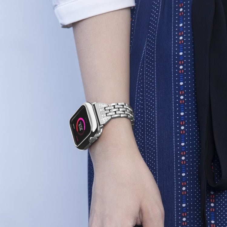 Apple Watch Series 5 44mm / Apple Watch 44mm Metal og Rhinsten Rem - Sølv#serie_5