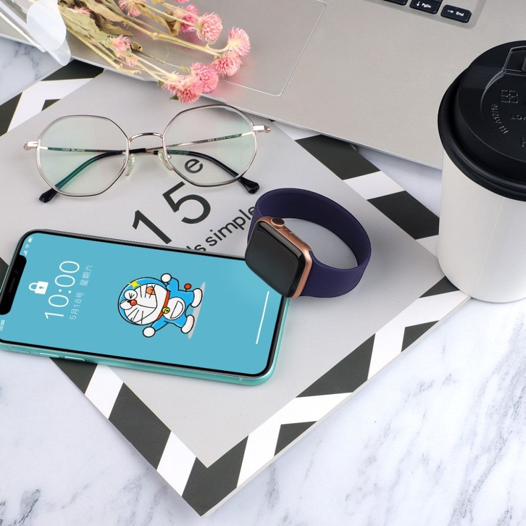 Helt vildt sejt Universal Apple Silikone Rem - Størrelse: M - Blå#serie_5