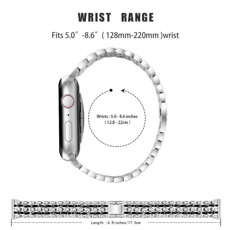 Vildt hårdfør Universal Apple Metal og Rhinsten Rem - Sølv#serie_4