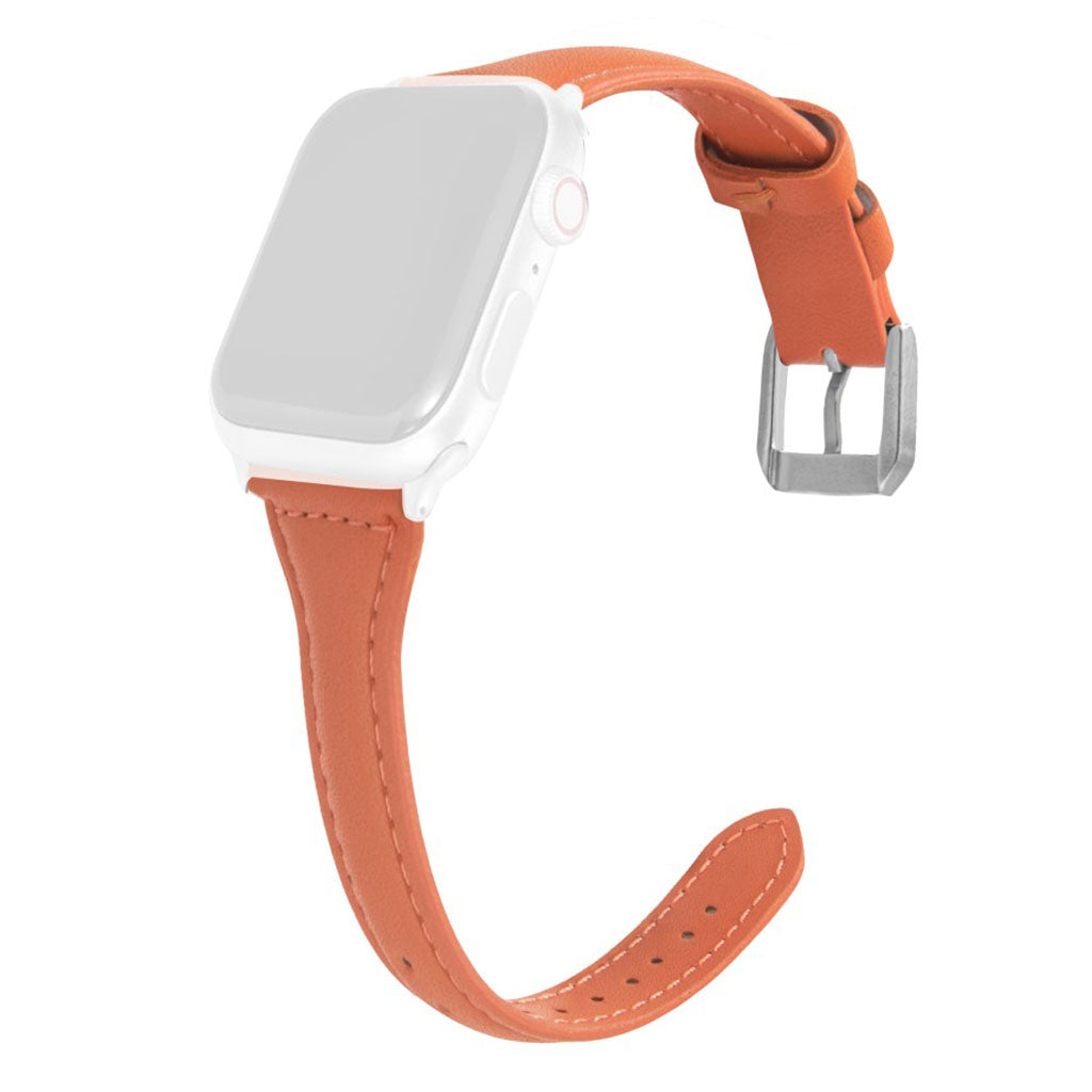Apple Watch Series 6 / 5 44mm simple leather watch band - Orange#serie_10