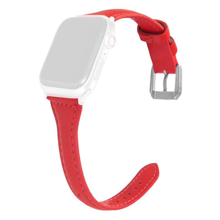 Apple Watch Series 6 / 5 44mm simple leather watch band - Red#serie_11