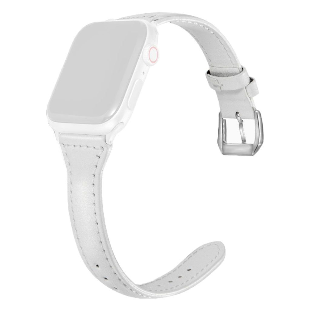 Apple Watch Series 6 / 5 44mm simple leather watch band - White#serie_2