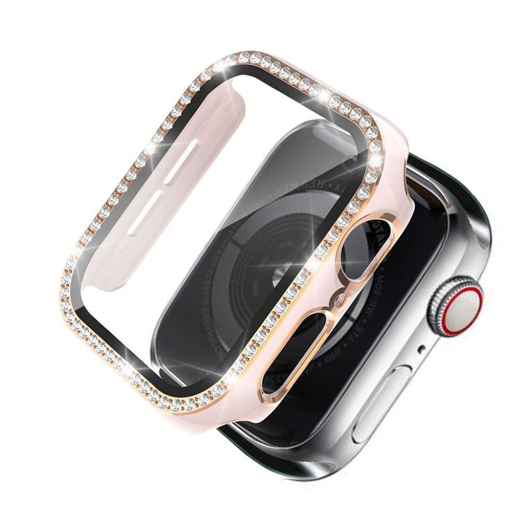 Super Fed Apple Watch 40mm Cover med Skærmbeskytter i Plastik, Rhinsten og Hærdet Glas - Pink#serie_4