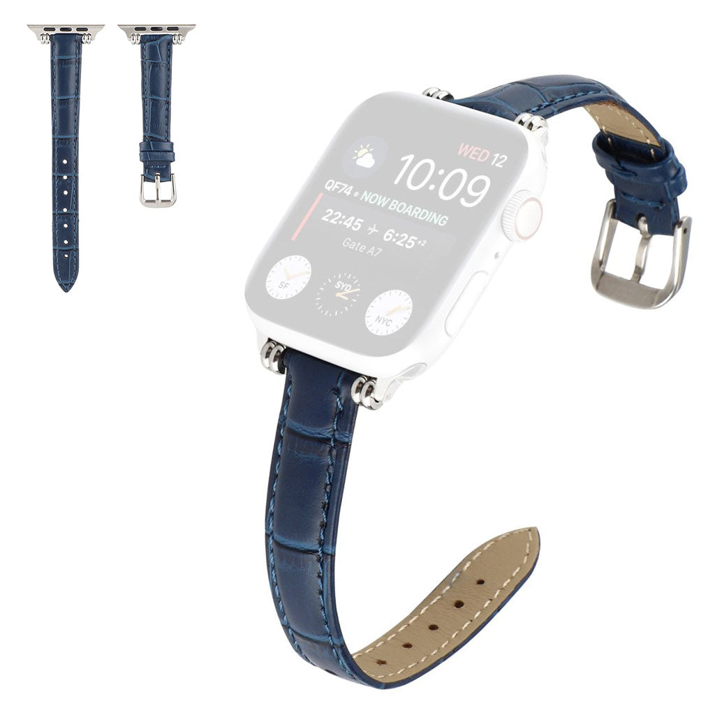Glimrende Universal Apple Ægte læder Rem - Blå#serie_5