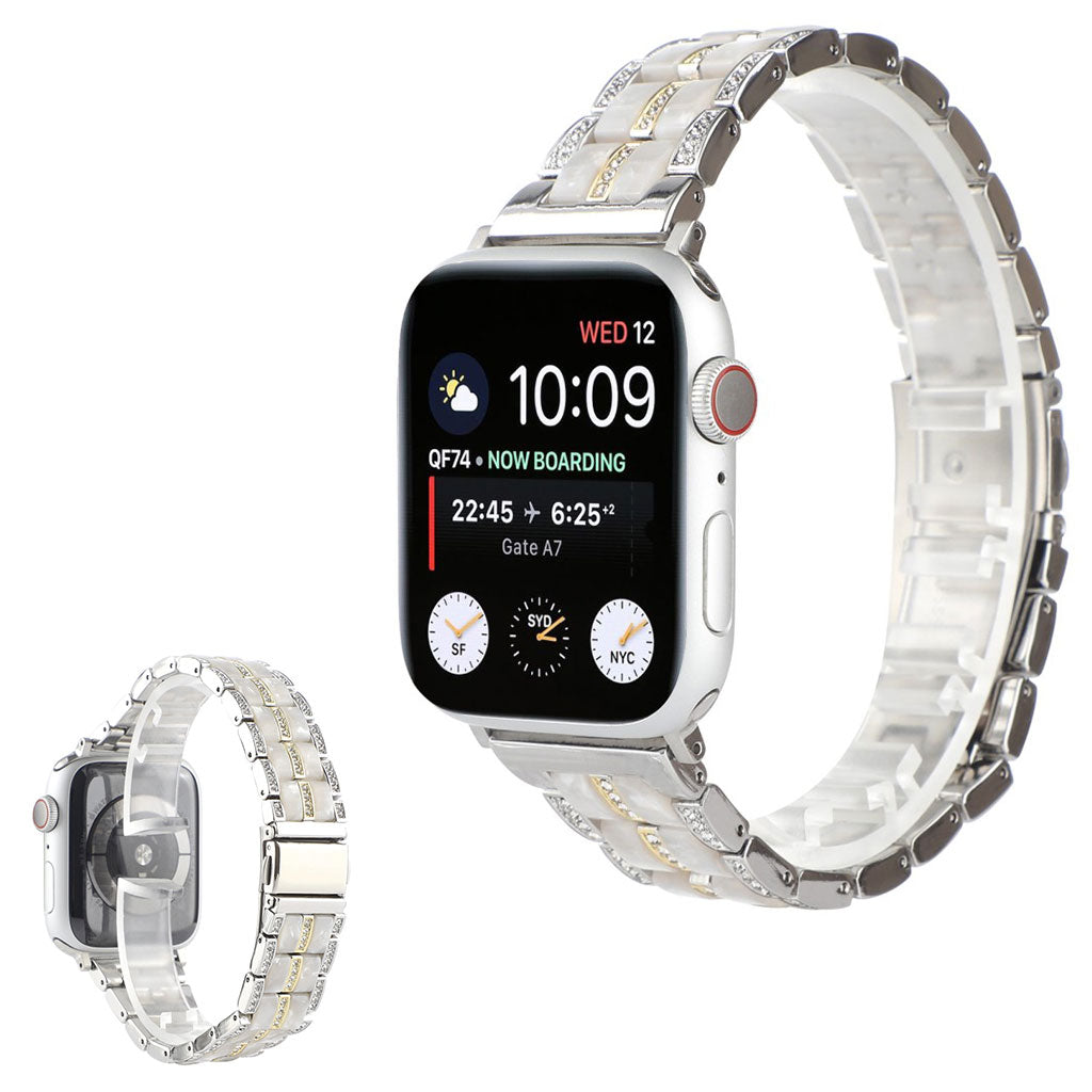 Super sejt Universal Apple Metal og Rhinsten Rem - Hvid#serie_16