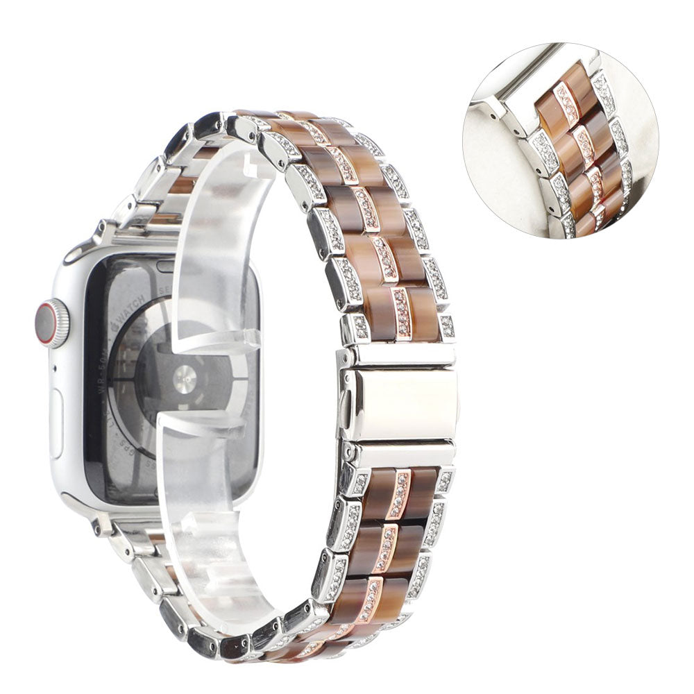 Vildt nydelig Universal Apple Metal og Rhinsten Rem - Brun#serie_25