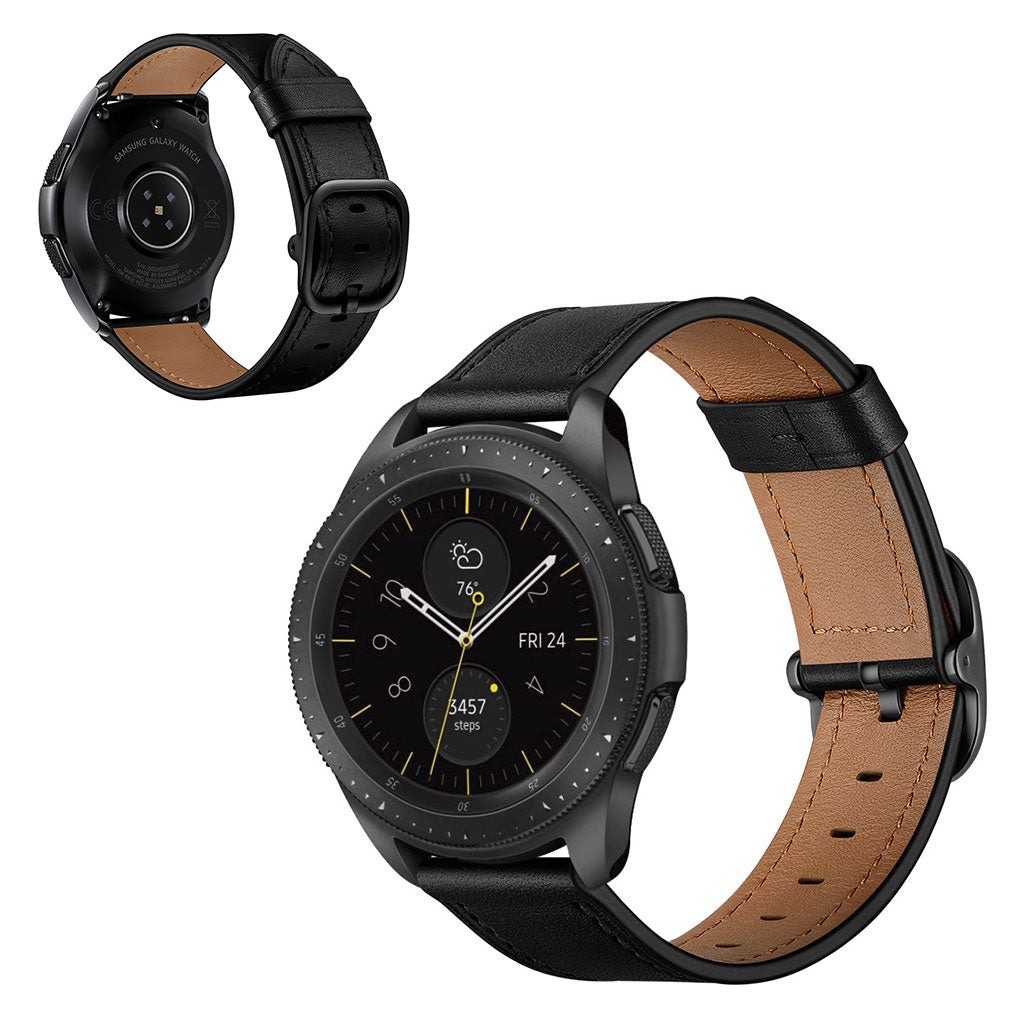 Samsung Galaxy Watch 3 (45mm) / Samsung Galaxy Watch (46mm) รgte lรฆder Rem - Sort#serie_1
