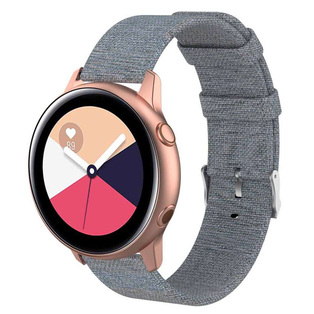 Super slidstærk Samsung Galaxy Watch Active Nylon Rem - Sølv#serie_3