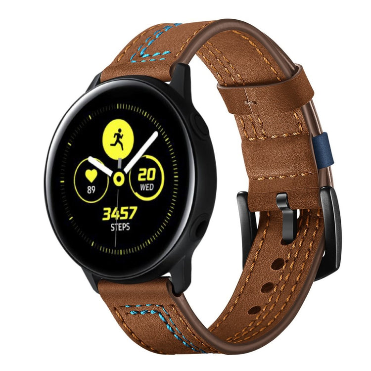 Mega slidstærk Samsung Galaxy Watch Active Ægte læder Rem - Brun#serie_3
