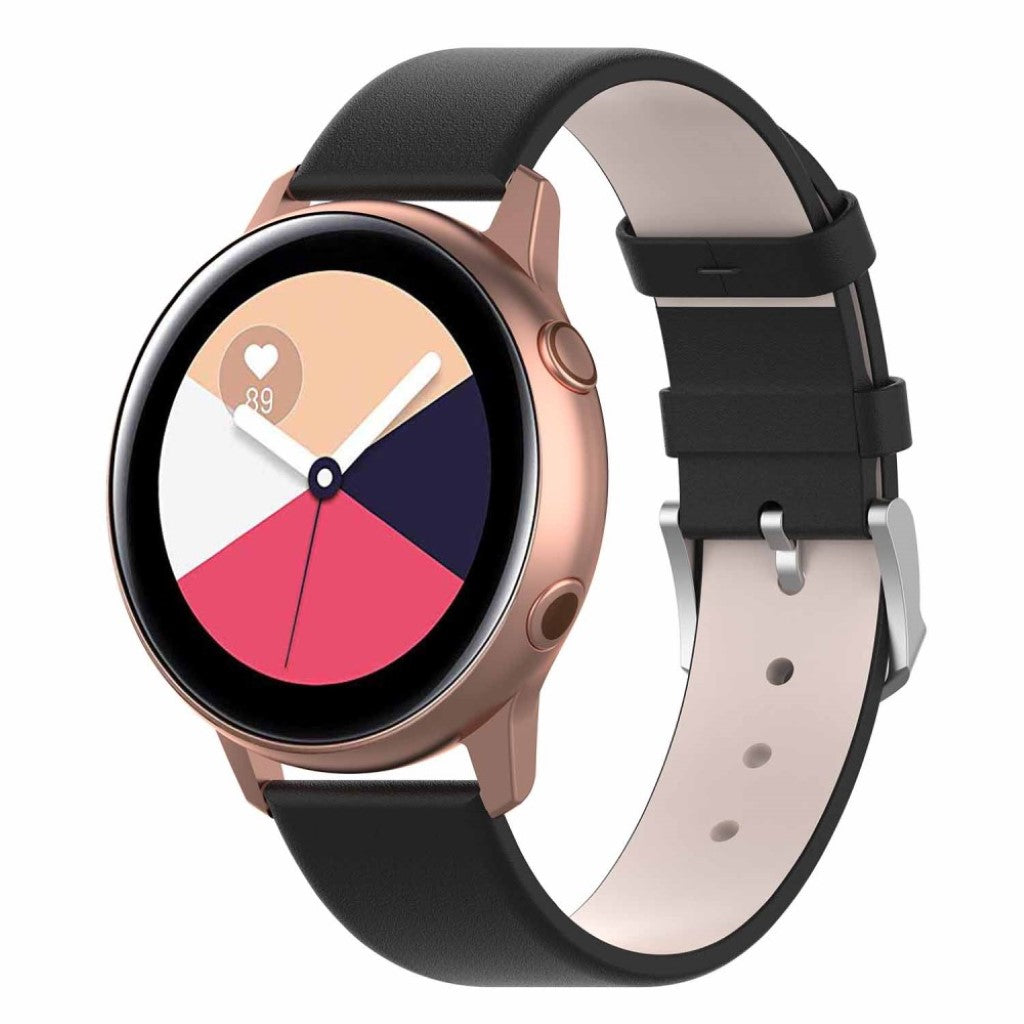 Super flot Samsung Galaxy Watch Active Kunstlæder Rem - Sort#serie_1