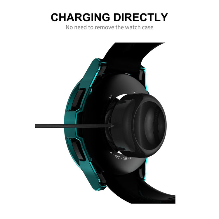 Mega Godt Samsung Galaxy Watch 4 Classic (46mm) Cover med Skærmbeskytter i Rhinsten og Hærdet Glas - Grøn#serie_1