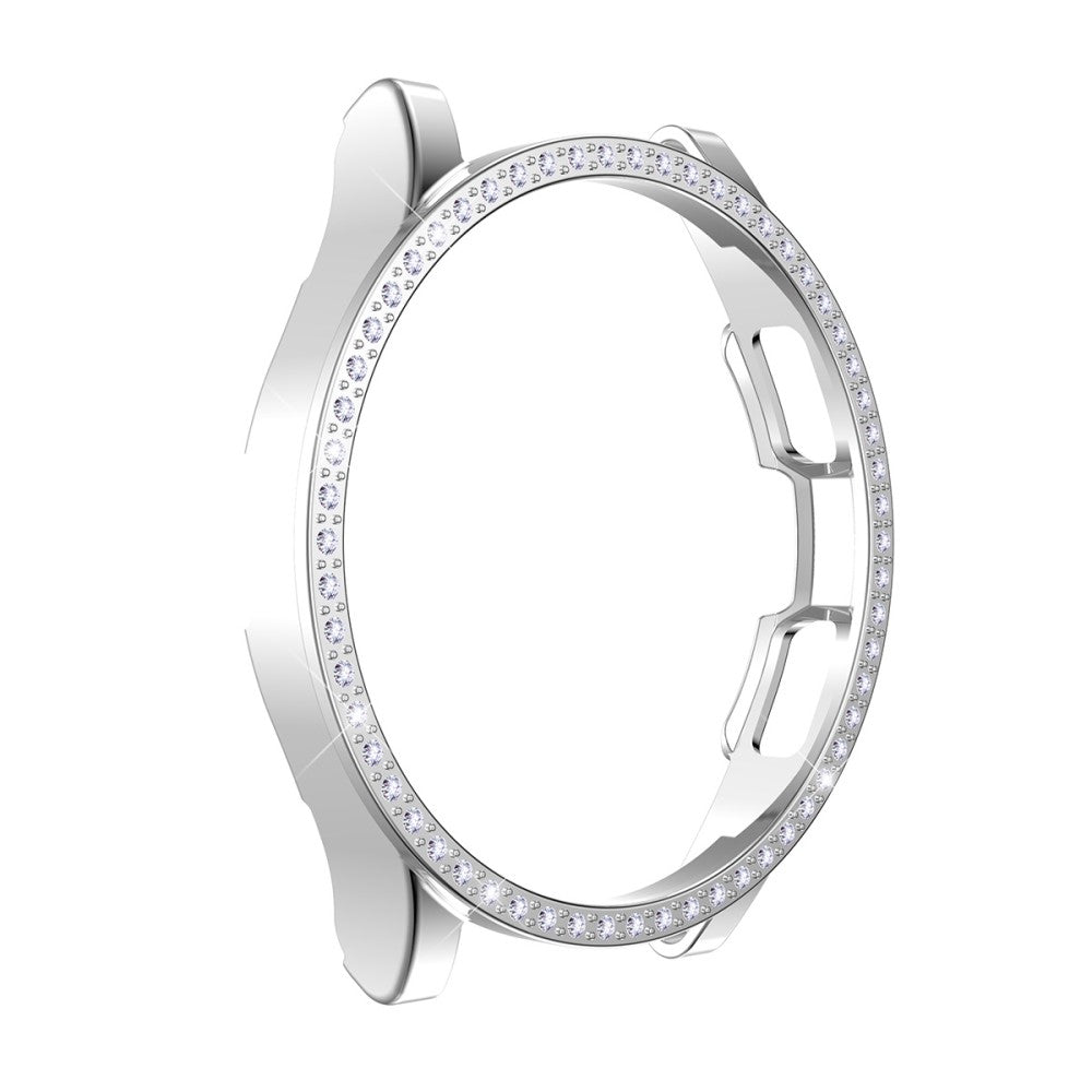 Mega Godt Samsung Galaxy Watch 4 Classic (46mm) Cover med Skærmbeskytter i Rhinsten og Hærdet Glas - Sølv#serie_3