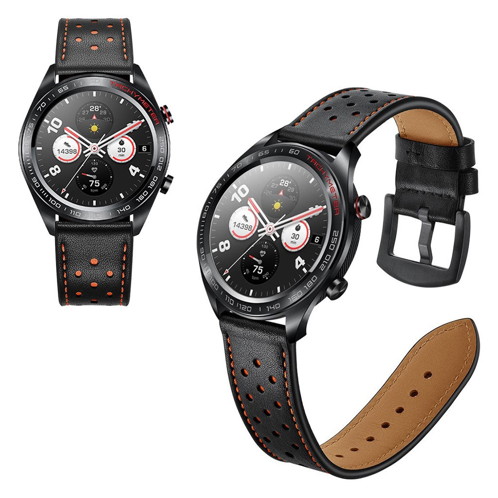 Rigtigt godt Huawei Watch Magic รgte lรฆder Rem - Sort#serie_1