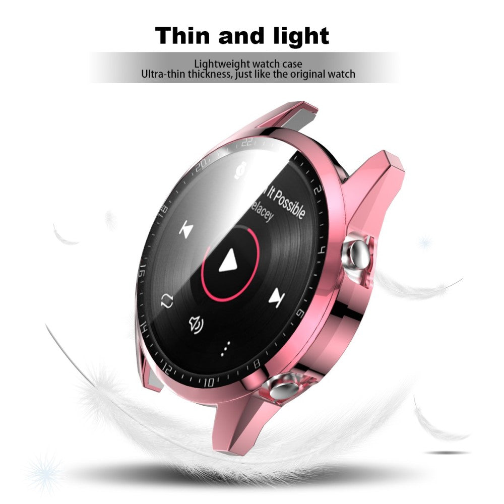 Super Pænt Huawei Watch GT 2 46mm Cover med Skærmbeskytter i Plastik og Hærdet Glas - Pink#serie_1