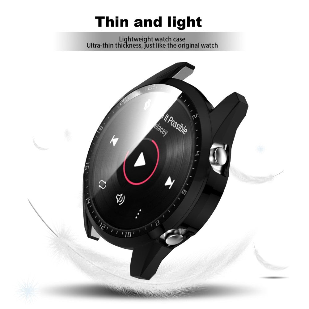 Super Pænt Huawei Watch GT 2 46mm Cover med Skærmbeskytter i Plastik og Hærdet Glas - Sort#serie_2