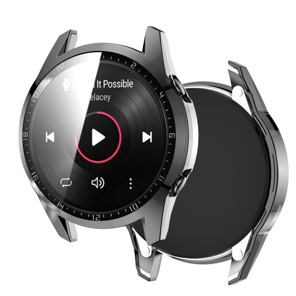 Super Pænt Huawei Watch GT 2 46mm Cover med Skærmbeskytter i Plastik og Hærdet Glas - Sølv#serie_3