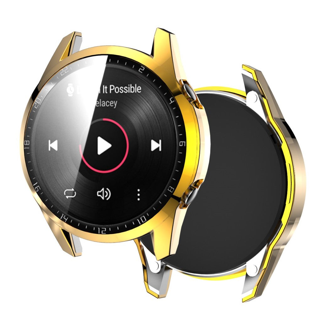 Super Pænt Huawei Watch GT 2 46mm Cover med Skærmbeskytter i Plastik og Hærdet Glas - Guld#serie_4