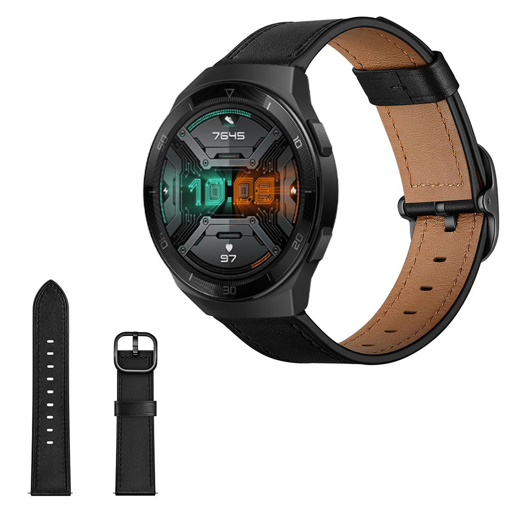 Godt Huawei Watch GT 2e รgte lรฆder Rem - Sort#serie_1